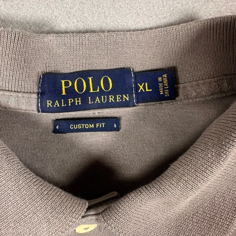 Polo Ralph Lauren Polo Shirt Mens XL Gray Custom Fit Cotton Short Sleeve Pony‎